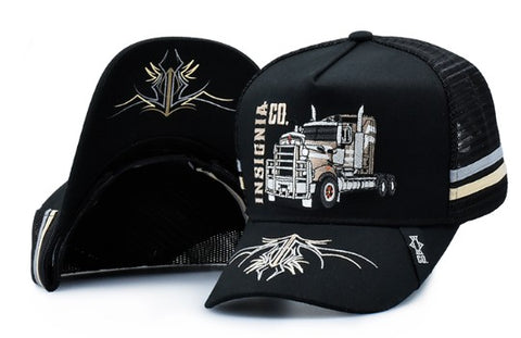 INSIGNIA TRUCKER HAT CAP - LONG HAUL BLACK
