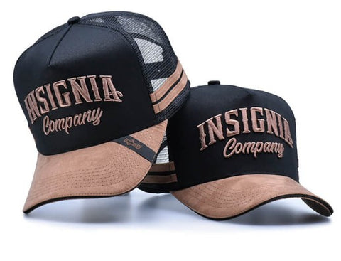 INSIGNIA TRUCKER HAT CAP - INSIGNIA BROWN & BLACK SUEDE