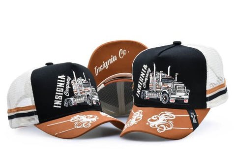 INSIGNIA TRUCKER HAT CAP - SUPERLINER - BLACK & BROWN