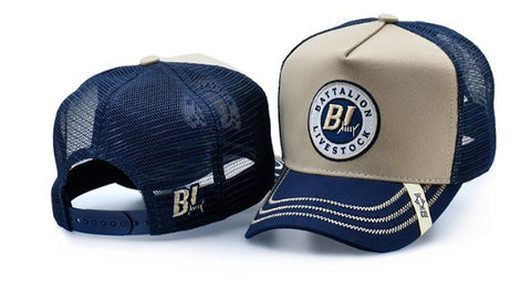 INSIGNIA TRUCKER HAT CAP - BATTALION LIVESTOCK - NAVY & CREAM