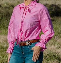 BLACK COLT LADIES SHIRT LONG SLEEVE - GABBY PINK [SZ:14]