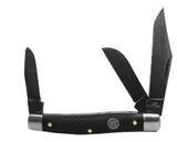 ROPER POCKET KNIFE STOCKMAN 3 BLADE 4" CARBON BLADES BLACK HANDLE