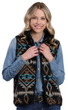 ROPER WOMENS VEST BLACK AZTEC - 03-098-0781-6128 [SZ:S]