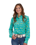 ROPER WOMENS FIVE STAR COLLECTION - LS SHIRT PRINT BLUE - 03-050-0590-4072 BU [SZ:XS]