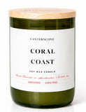 LANTERNCOVE CANDLES - JADE - GREEN GLASS BAMBOO LID 255g - CORAL COAST