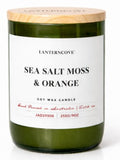 LANTERNCOVE CANDLES - JADE - GREEN GLASS BAMBOO LID 255g - SEA SALT MOSS & ORANGE