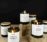 LANTERNCOVE CANDLES - JADE - GREEN GLASS BAMBOO LID 255g - SEA SALT MOSS & ORANGE