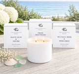 LANTERNCOVE CANDLES - HAMPTONS - WHITE BOXED 350g - SEA SALT MOSS & BERGAMOT