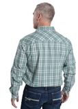 JC MENS AUSTIN LONG SLEEVE FULL BUTTON PRINT WORKSHIRT DEEP SEA GREEN & WHITE PLAID - MWLS2612 [SZ:XXL]