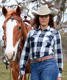 WRANGLER LADIES L/S SHIRT - JEWELL - NAVY CHECK - X6W2127563 201 [SZ:16]