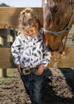 PURE WESTERN GIRLS L/S SHIRT FEATHER PRINT NORA