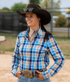BLACK COLT LADIES SHIRT JANE BLUE AND NAVY CHECK [SZ:10]