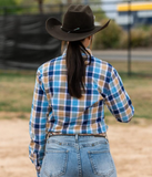 BLACK COLT LADIES SHIRT JANE BLUE AND NAVY CHECK [SZ:10]