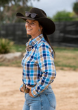 BLACK COLT LADIES SHIRT JANE BLUE AND NAVY CHECK [SZ:10]