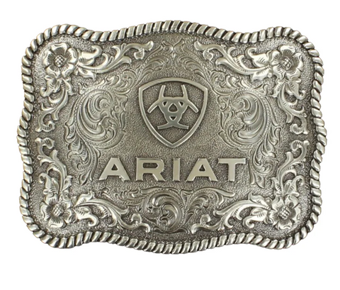 ARIAT ANTIQUE SILVER BUCKLE - FITS UP TO 2" BELT