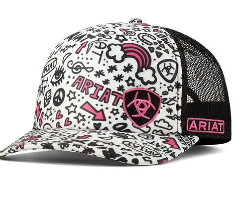 ARIAT WOMENS DOODLE FOAM FRONT MESH MULTI SNAP BACK CAP