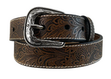 ROPER BOYS BELT 1 1/4" BROWN TOOLED LEATHER [SZ:20" 51CM]