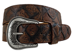 ROPER MENS BELT LEATHER PIRARUCU EMBOSSED COGNAC [SZ:34]