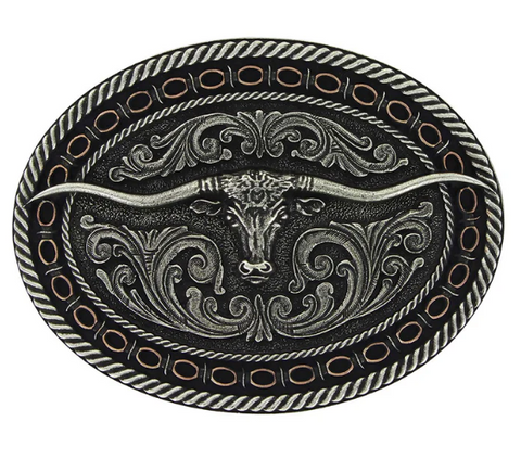 MONTANA ATTITUDE BUCKLE BARB EDGE LONGHORN OVAL A742