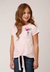 ROPER GIRLS FIVE STAR COLLECTION SS KNIT TEE SOLID PINK POCKET FULL OF POSEY'S [SZ:XS]