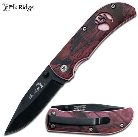 ELK RIDGE POCKET KNIFE 134 SERIES PINK CAMO PINK 