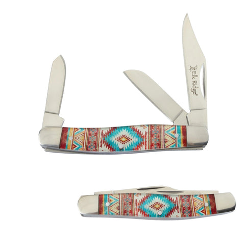 ELK RIDGE POCKET KNIFE STOCKMAN 3 BLADE APACHE ORANGE ER42453OR 