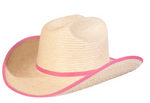 SUNBODY HAT KIDS CATTLEMAN GUATAMALAN PALM BOUND EDGE SHOCKING PINK [SZ:OS]