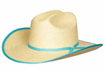 SUNBODY HAT KIDS CATTLEMAN GUATAMALAN PALM BOUND EDGE TURQUOISE [SZ:OS]