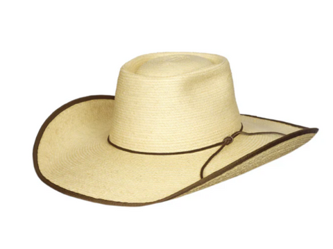SUNBODY HAT ALEX 4.5" BRIM STANDARD PALM LEAF CHOCOLATE BOUND EDGE HAT [SZ:52]