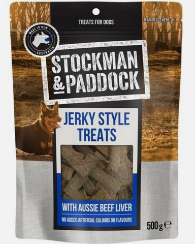 STOCKMAN & PADDOCK AUSSIE JERKY BEEF 500G DOG TREAT