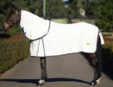 HORSE RUG GREG GRANT HEAVY TEAR-STOP COMBO WHITE w/ MAROON NAVY TRIM [SZ:6'3"]