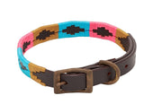 DOG COLLAR POLO - PINK/ TURQUOISE TAN 1 X 19" - PET3035