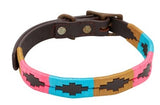 DOG COLLAR POLO - PINK/ TURQUOISE TAN 1 X 19" - PET3035