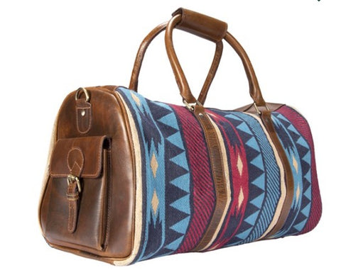OVERNIGHT TRAVEL BAG - FORT WORTH - NAVAJO BLUE RED CREAM - FOR7456 BL/RD/CR