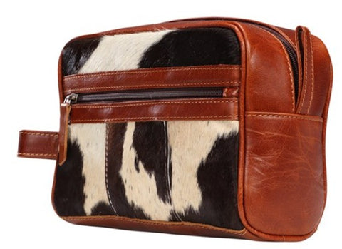 COWHIDE LEATHER TOILETRY VANITY BAG - BAG6100 [SZ:OS]