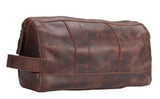 LEATHER TOILETRY BAG BROWN