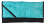 STC COWHIDE LEATHER PURSE TURQUOISE LADIES