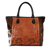 TOOLED HANDBAG W/COWHIDE