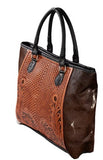 TOOLED HANDBAG W/COWHIDE