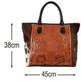 TOOLED HANDBAG W/COWHIDE