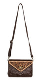 TOOLED ROUGHOUT LEATHER HANDBAG CHOCOLATE