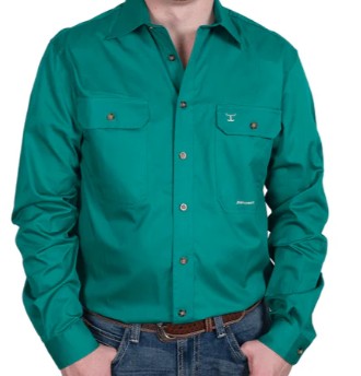 JUST COUNTRY MENS EVAN WORKSHIRT DARK GREEN [SZ:XL]