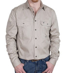 JC MENS EVAN WORKSHIRT COTTON FULL BUTTON LS - STONE - 20202STN [SZ:L]