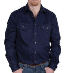 JC MENS EVAN WORKSHIRT COTTON FULL BUTTON LS - NAVY - 20202NVY [SZ:L]