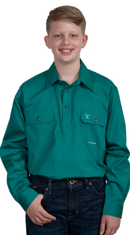 JC BOYS LACHLAN WORKSHIRT DARK GREEN [SZ:4/5]