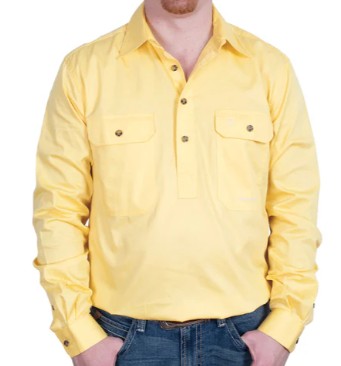 JUST COUNTRY MENS CAMERON WORKSHIRT HALF BUTTON - BUTTER [SZ:L]