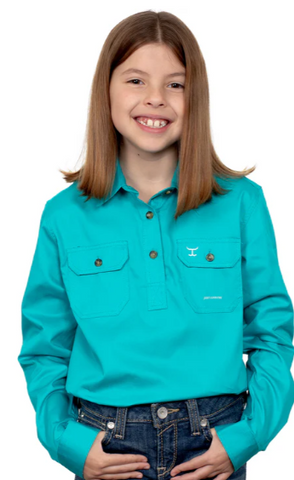 JC GIRLS KENZIE WORKSHIRT TURQUOISE [SZ:4/5]