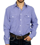 JC MENS AUSTIN LONG SLEEVE FULL BUTTON PRINT WORKSHIRT COBALT / WHITE MINI CHECK - MWLS2307 [SZ:M]