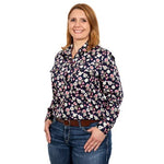 JUST COUNTRY WOMENS ABBEY FULL BUTTON PRINT WORKSHIRT FRENCH NAVY FLORAL [SZ:XS]
