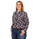 JUST COUNTRY WOMENS ABBEY FULL BUTTON PRINT WORKSHIRT FRENCH NAVY FLORAL [SZ:XS]